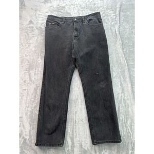Lee Jeans Mens Sz 36x30 Black Straight Leg Mid Rise Guy Denim Work Pants Western